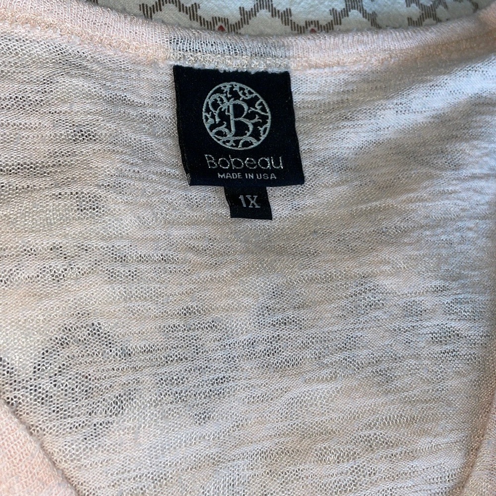 Gauze cotton peach soft and silk green and white silk print v neck flattering - Picture 2 of 6